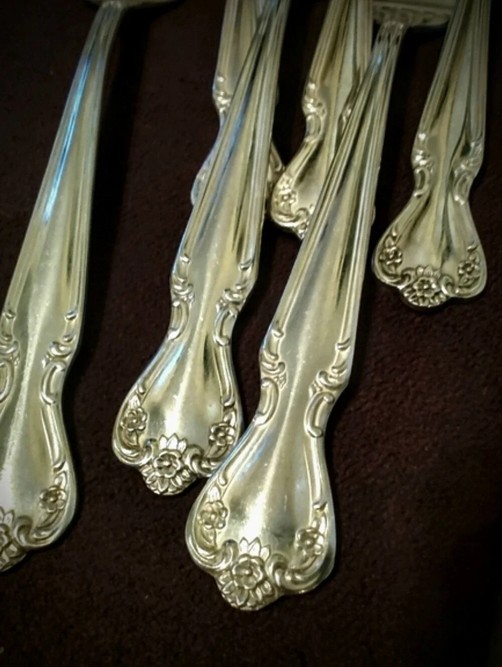 1952 Rogers & Bro Daybreak Elegant Lady Silverplate Dinner Forks, Set of 4